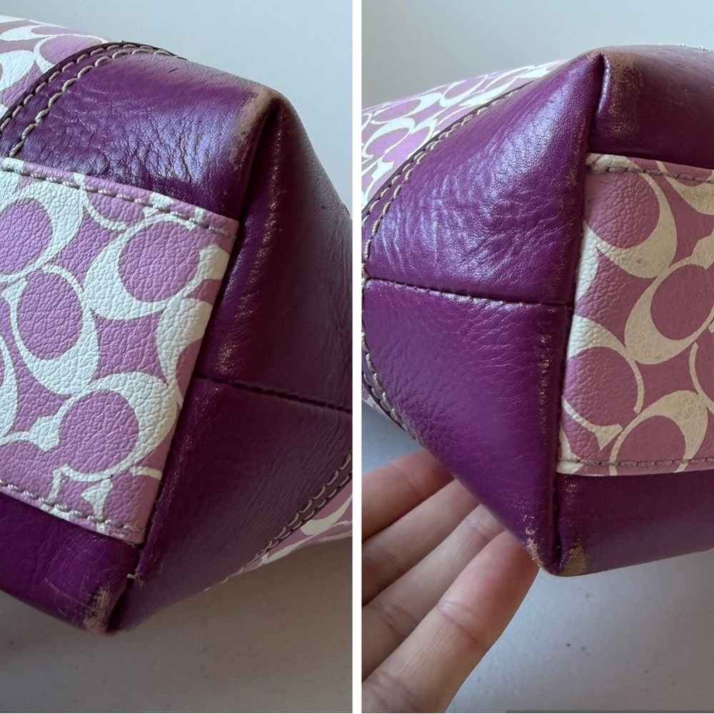 COACH | Heritage Chelsea Signature Logo Tote Bag Purse Purple Pink White F15137 - Picture 15 of 16